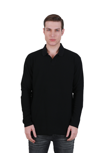 تیشرت آستین بلند مردانه یقه دار - 