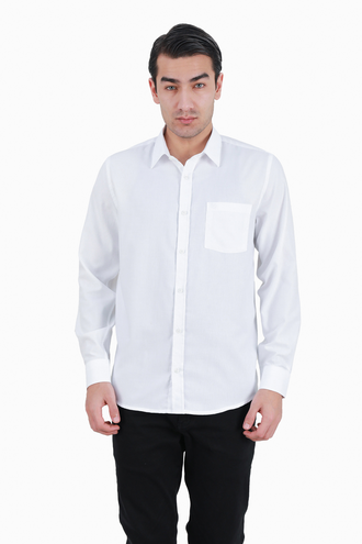 پیراهن آستین بلند مردانه رنگ سفید طرح دار - 