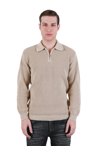 بافت یقه دار نیم زیپ مردانه - 