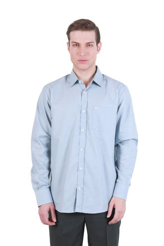 پیراهن آستین بلند مردانه تک جیب رنگ طوسی روشن - 