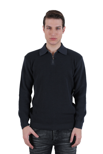 بافت یقه دار نیم زیپ مردانه - 