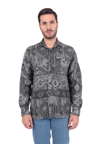 پیراهن پشمی تک جیب مردانه مدل کلاسیک - 