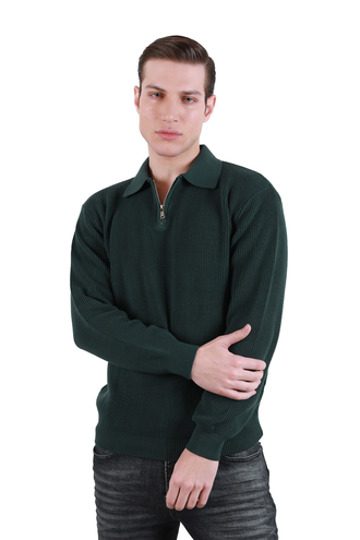 بافت یقه دار نیم زیپ مردانه - 