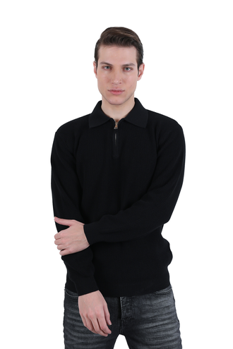 بافت یقه دار نیم زیپ مردانه - 
