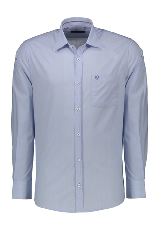 پیراهن آستین بلند نخی مردانه تک جیب - 