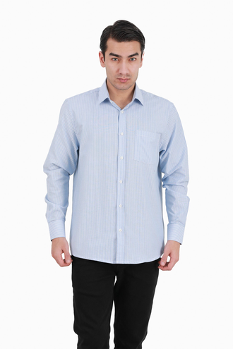 پیراهن آستین بلند نخی مردانه - 