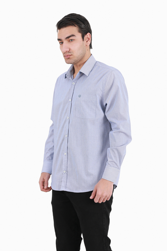 پیراهن آستین بلند نخی مردانه تک جیب - 