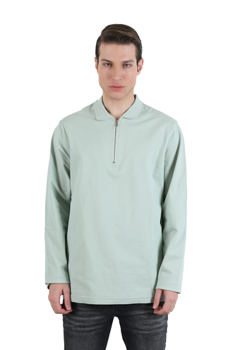 تیشرت آستین بلند جودون مردانه یقه زیپدار - 