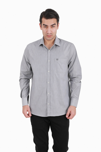 پیراهن آستین بلند نخی مردانه تک جیب - 
