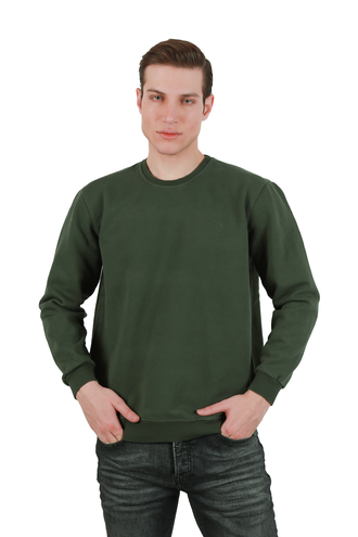 سویشرت مردانه دورس یقه کشبافت رنگ سبز - 