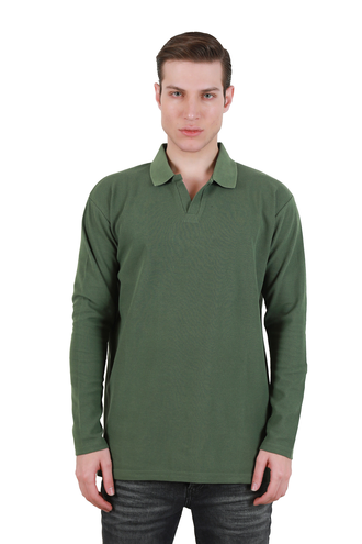 تیشرت آستین بلند مردانه یقه دار - 