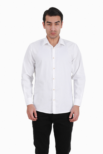 پیراهن آستین بلند نخی مردانه - 