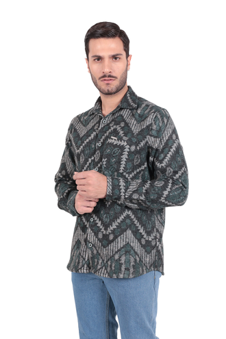 پیراهن پشمی تک جیب مردانه مدل کلاسیک - 