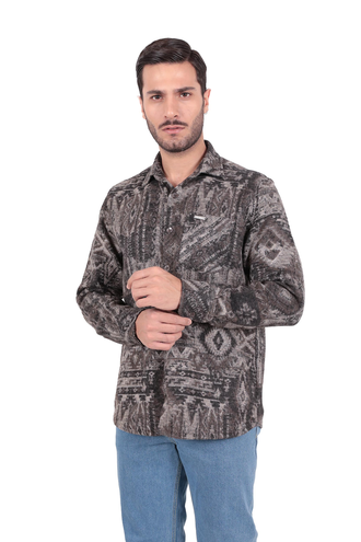 پیراهن پشمی تک جیب مردانه مدل کلاسیک - 