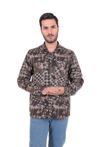 پیراهن پشمی تک جیب مردانه مدل کلاسیک - 