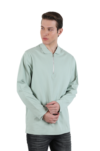 تیشرت آستین بلند جودون مردانه یقه زیپدار - 