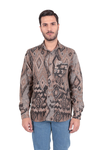 پیراهن پشمی تک جیب مردانه مدل کلاسیک - 