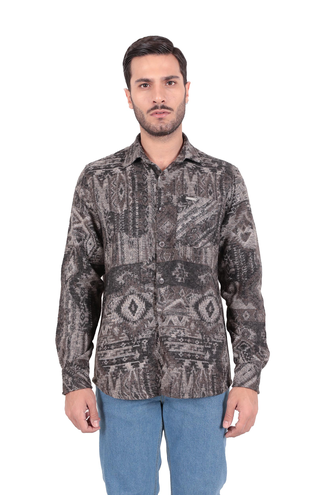 پیراهن پشمی تک جیب مردانه مدل کلاسیک - 