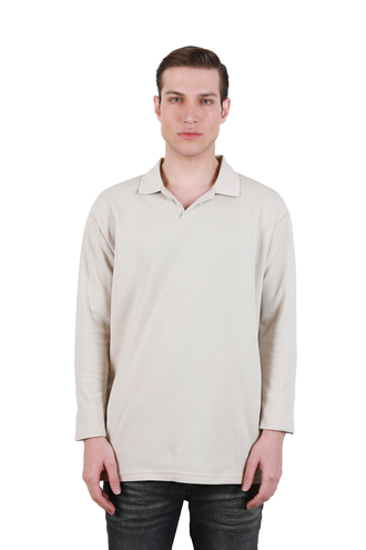 تیشرت آستین بلند مردانه یقه دار - 