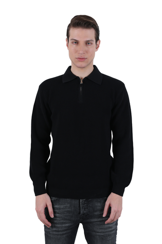 بافت یقه دار نیم زیپ مردانه - 