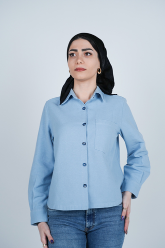 شومیز یقه برگردان کوتاه زنانه - 