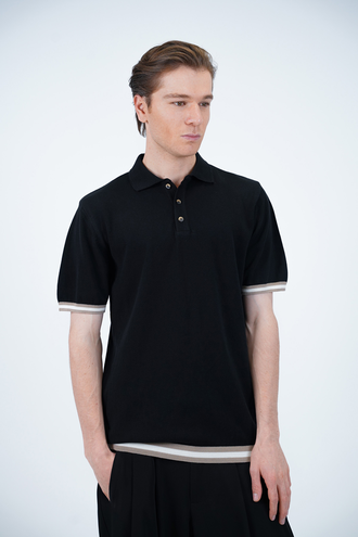 تیشرت بافت یقه دار مردانه - 