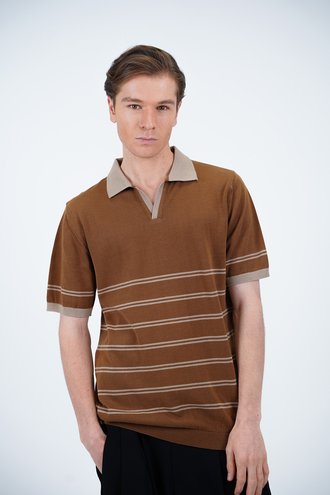 تیشرت بافت یقه دار مردانه - 