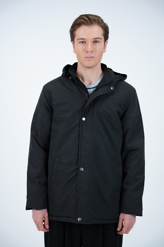 کاپشن کلاهدار جلو زیپدار شمعی مردانه - 