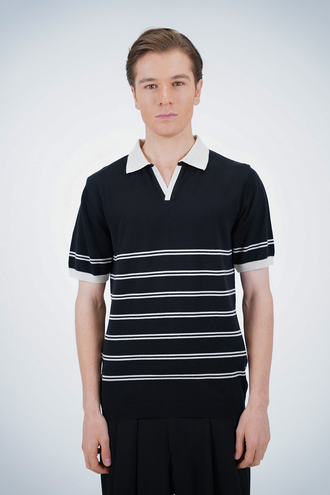 تیشرت بافت یقه دار مردانه - 