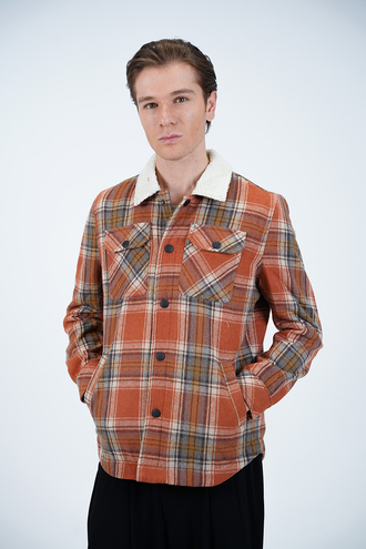 کاپشن پشمی مردانه یقه خزدار - 