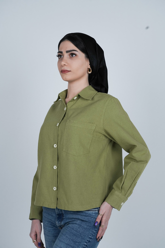 شومیز یقه برگردان کوتاه زنانه - 