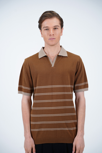 تیشرت بافت یقه دار مردانه - 