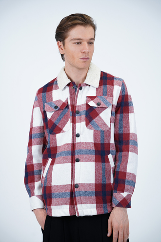 کاپشن پشمی مردانه یقه خزدار - 