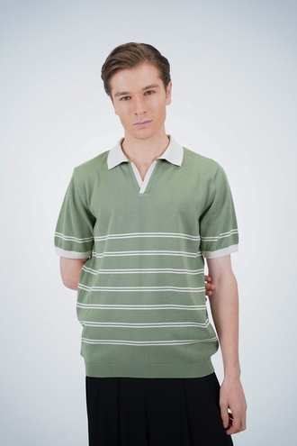 تیشرت بافت یقه دار مردانه - 