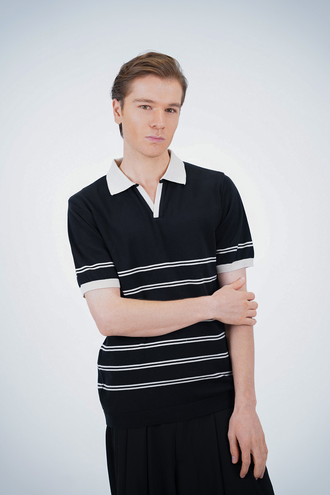 تیشرت بافت یقه دار مردانه - 