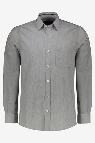 پیراهن یقه برگردان آستین بلند نخی راه راه مردانه  - 