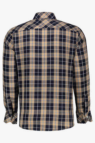 پیراهن آستین بلند یقه برگردان چهارخانه مردانه - 