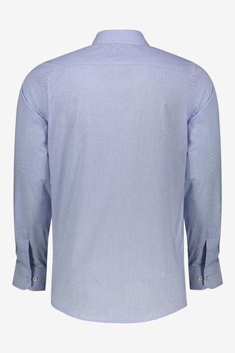 پیراهن یقه برگردان آستین بلند نخی راه راه مردانه - 