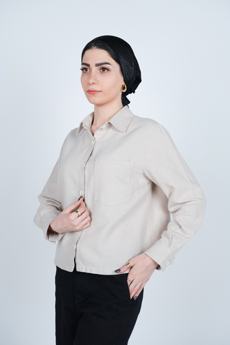 شومیز یقه برگردان کوتاه زنانه - 