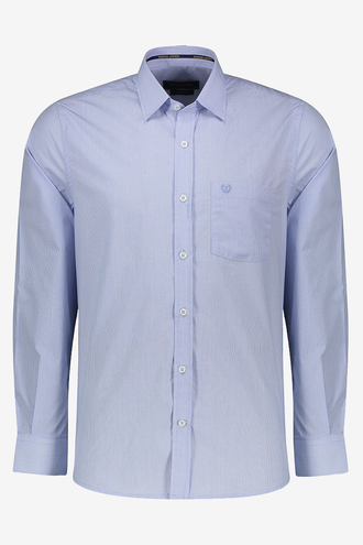 پیراهن یقه برگردان آستین بلند نخی راه راه مردانه - 