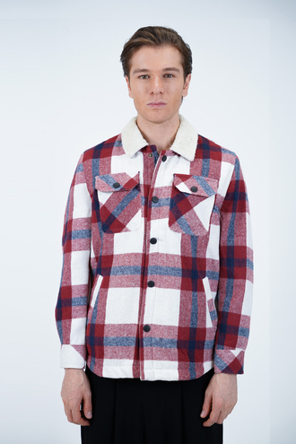 کاپشن پشمی مردانه یقه خزدار - 