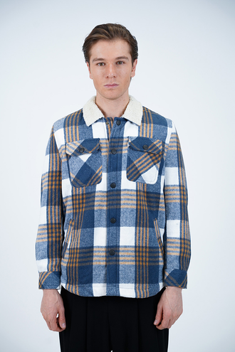 کاپشن پشمی مردانه یقه خزدار - 