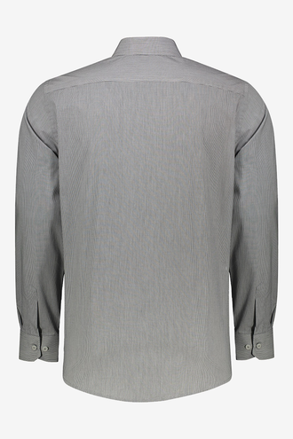 پیراهن یقه برگردان آستین بلند نخی راه راه مردانه  - 
