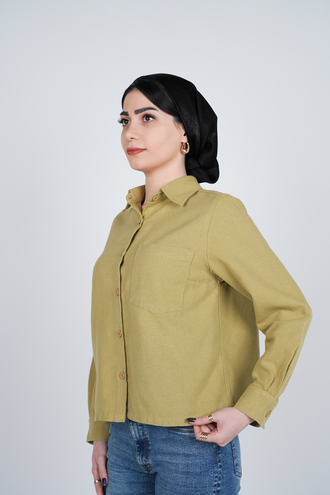 شومیز یقه برگردان کوتاه زنانه - 