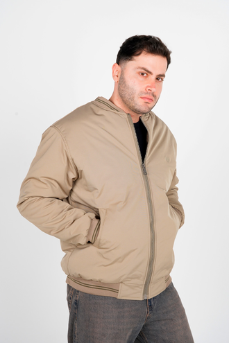 کاپشن کتان یقه ایستاده مردانه - 