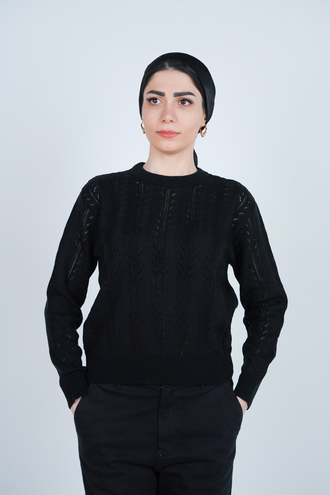 بافت آستین بلند یقه گرد زنانه - 