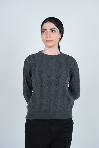 بافت آستین بلند یقه گرد زنانه - 