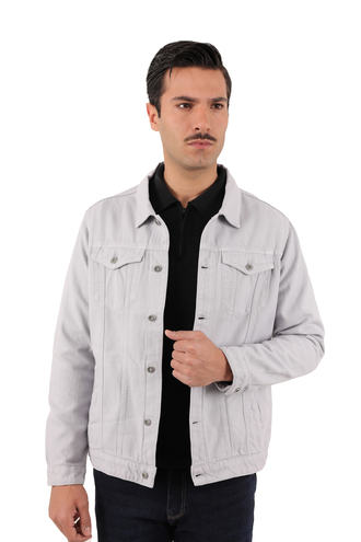 کاپشن کتان مردانه رنگ طوسی - 