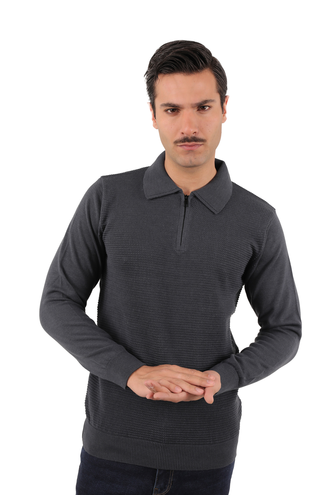 بافت یقه دار نیم زیپ مردانه - 