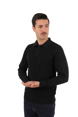 بافت یقه دار نیم زیپ مردانه - 